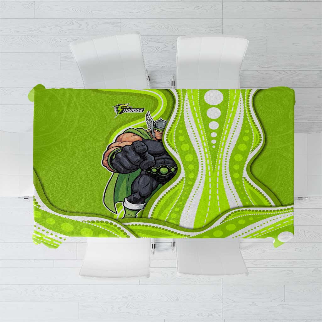 Sydney Thunder Tablecloth Aboriginal Dot Art Green White - Tribal Wave Pattern