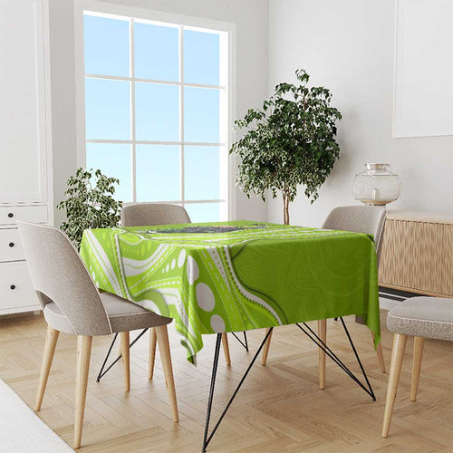 Sydney Thunder Tablecloth Aboriginal Dot Art Green White - Tribal Wave Pattern
