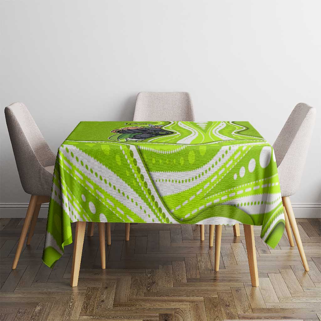 Sydney Thunder Tablecloth Aboriginal Dot Art Green White - Tribal Wave Pattern