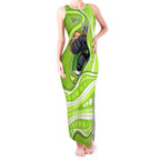 Sydney Thunder Tank Maxi Dress Aboriginal Dot Art Green White - Tribal Wave Pattern