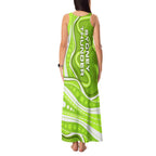 Sydney Thunder Tank Maxi Dress Aboriginal Dot Art Green White - Tribal Wave Pattern