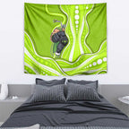 Sydney Thunder Tapestry Aboriginal Dot Art Green White - Tribal Wave Pattern