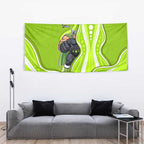 Sydney Thunder Tapestry Aboriginal Dot Art Green White - Tribal Wave Pattern