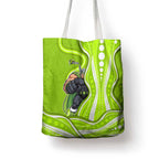 Sydney Thunder Tote Bag Aboriginal Dot Art Green White - Tribal Wave Pattern