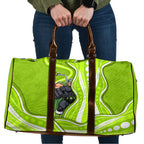 Sydney Thunder Travel Bag Aboriginal Dot Art Green White - Tribal Wave Pattern