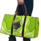 Sydney Thunder Travel Bag Aboriginal Dot Art Green White - Tribal Wave Pattern
