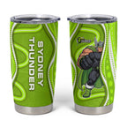 Sydney Thunder Tumbler Cup Aboriginal Dot Art Green White - Tribal Wave Pattern