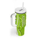 Sydney Thunder Tumbler With Handle Aboriginal Dot Art Green White - Tribal Wave Pattern