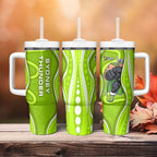 Sydney Thunder Tumbler With Handle Aboriginal Dot Art Green White - Tribal Wave Pattern