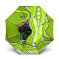 Sydney Thunder Umbrella Aboriginal Dot Art Green White - Tribal Wave Pattern