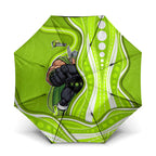 Sydney Thunder Umbrella Aboriginal Dot Art Green White - Tribal Wave Pattern