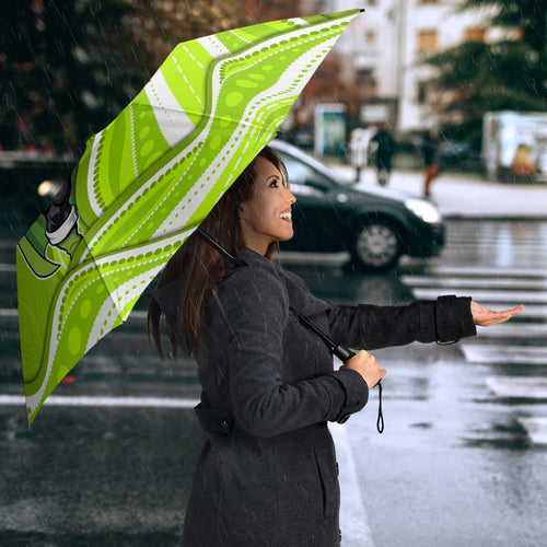 Sydney Thunder Umbrella Aboriginal Dot Art Green White - Tribal Wave Pattern