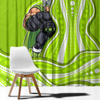 Sydney Thunder Window Curtain Aboriginal Dot Art Green White - Tribal Wave Pattern