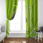 Sydney Thunder Window Curtain Aboriginal Dot Art Green White - Tribal Wave Pattern