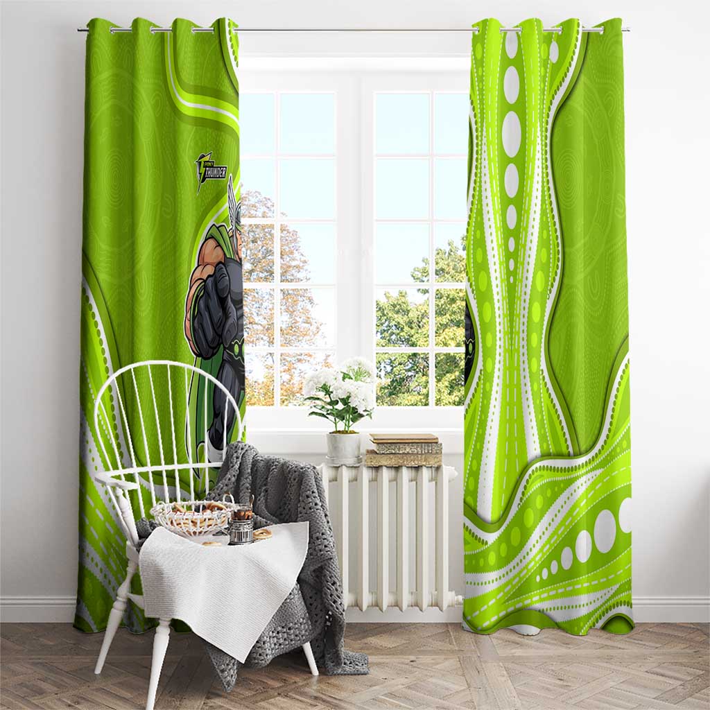 Sydney Thunder Window Curtain Aboriginal Dot Art Green White - Tribal Wave Pattern