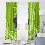 Sydney Thunder Window Curtain Aboriginal Dot Art Green White - Tribal Wave Pattern