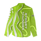 Sydney Thunder Women Casual Shirt Aboriginal Dot Art Green White - Tribal Wave Pattern