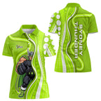 Sydney Thunder Women Polo Shirt Aboriginal Dot Art Green White - Tribal Wave Pattern