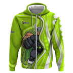 Sydney Thunder Zip Hoodie Aboriginal Dot Art Green White - Tribal Wave Pattern