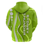 Sydney Thunder Zip Hoodie Aboriginal Dot Art Green White - Tribal Wave Pattern