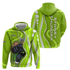 Sydney Thunder Zip Hoodie Aboriginal Dot Art Green White - Tribal Wave Pattern
