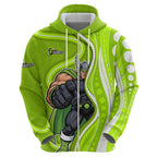 Sydney Thunder Zip Hoodie Aboriginal Dot Art Green White - Tribal Wave Pattern