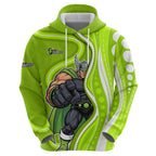 Sydney Thunder Zip Hoodie Aboriginal Dot Art Green White - Tribal Wave Pattern