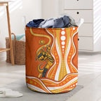 Perth Scorchers Laundry Basket Aboriginal Dot Art Orange White - Tribal Wave Pattern