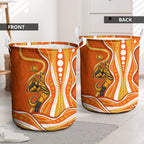 Perth Scorchers Laundry Basket Aboriginal Dot Art Orange White - Tribal Wave Pattern