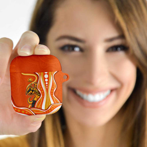 Perth Scorchers AirPods Case Aboriginal Dot Art Orange White - Tribal Wave Pattern