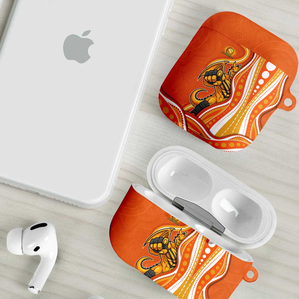 Perth Scorchers AirPods Case Aboriginal Dot Art Orange White - Tribal Wave Pattern