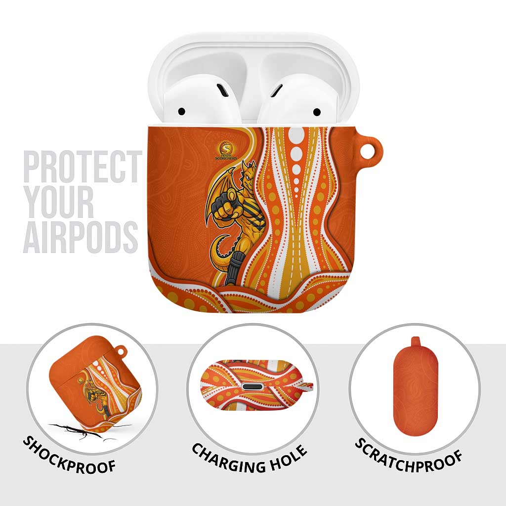 Perth Scorchers AirPods Case Aboriginal Dot Art Orange White - Tribal Wave Pattern