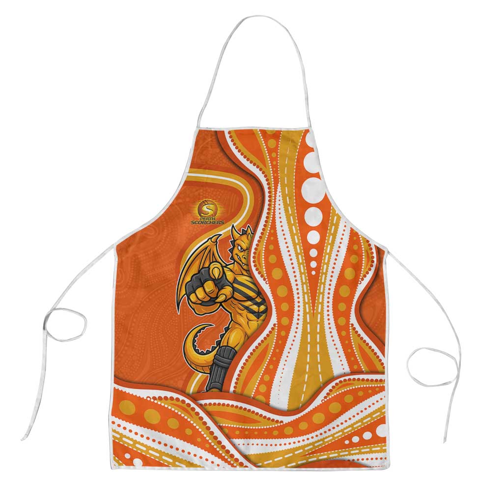 Perth Scorchers Apron Aboriginal Dot Art Orange White - Tribal Wave Pattern