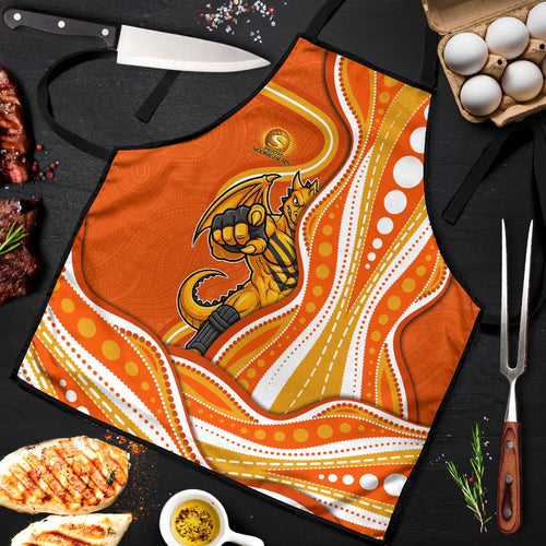 Perth Scorchers Apron Aboriginal Dot Art Orange White - Tribal Wave Pattern