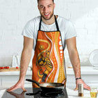 Perth Scorchers Apron Aboriginal Dot Art Orange White - Tribal Wave Pattern