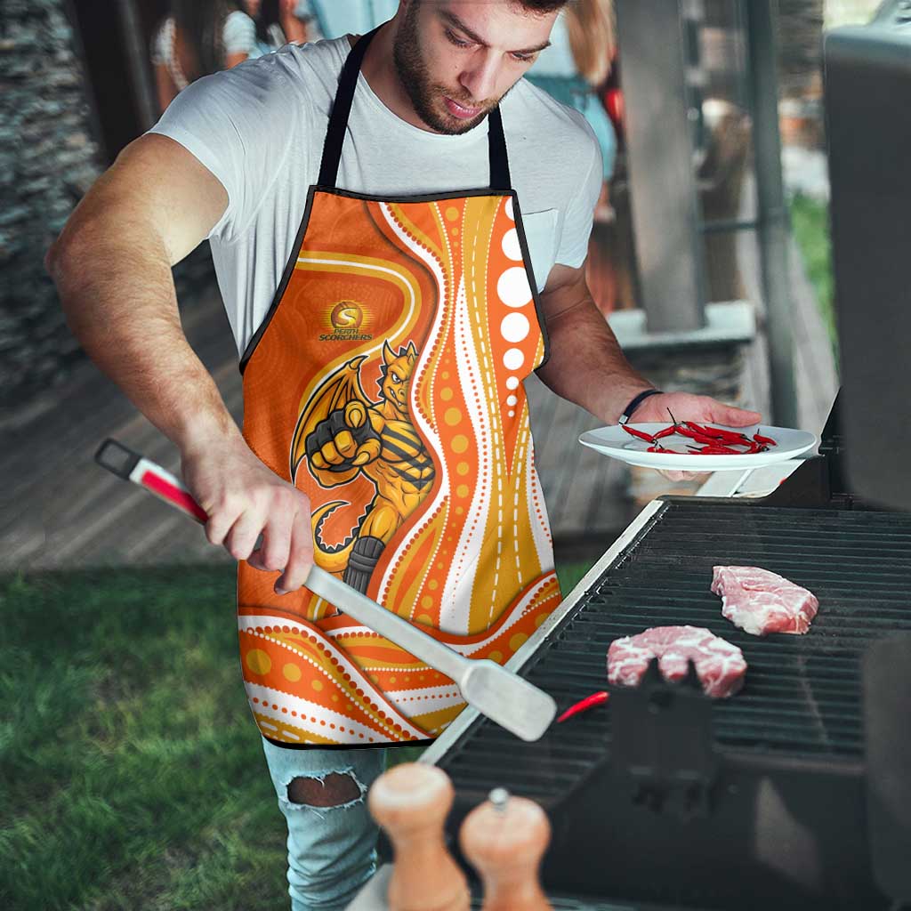 Perth Scorchers Apron Aboriginal Dot Art Orange White - Tribal Wave Pattern