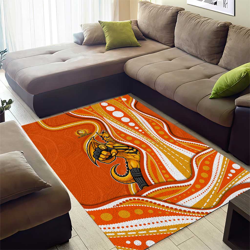 Perth Scorchers Area Rug Aboriginal Dot Art Orange White - Tribal Wave Pattern