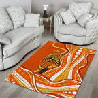 Perth Scorchers Area Rug Aboriginal Dot Art Orange White - Tribal Wave Pattern