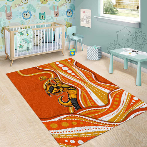 Perth Scorchers Area Rug Aboriginal Dot Art Orange White - Tribal Wave Pattern