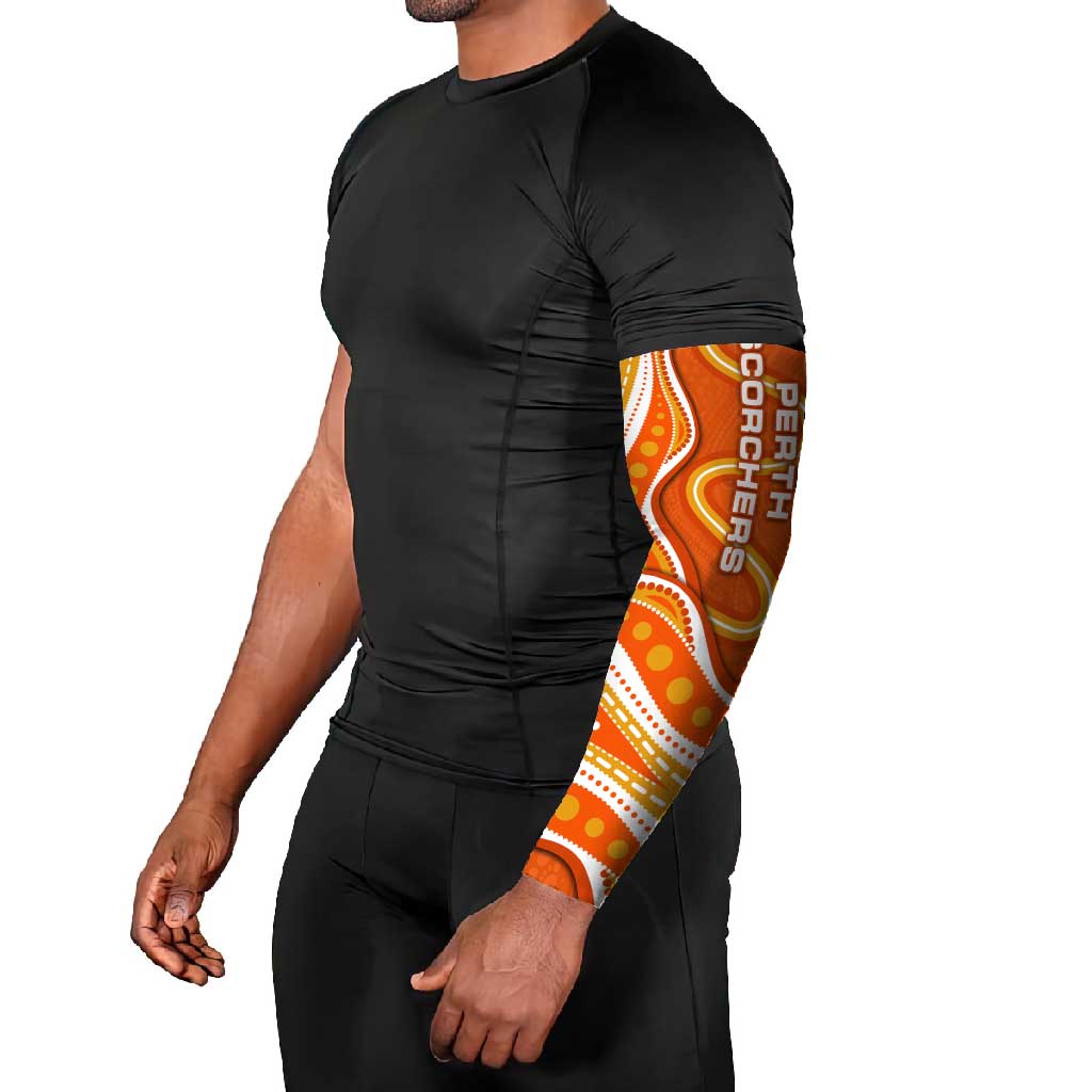 Perth Scorchers Arm Sleeves Aboriginal Dot Art Orange White - Tribal Wave Pattern