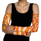 Perth Scorchers Arm Sleeves Aboriginal Dot Art Orange White - Tribal Wave Pattern