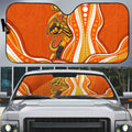 Perth Scorchers Auto Sun Shade Aboriginal Dot Art Orange White - Tribal Wave Pattern