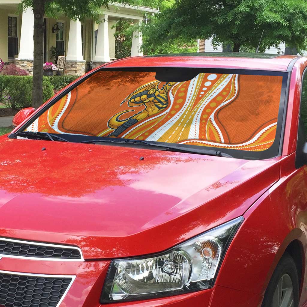 Perth Scorchers Auto Sun Shade Aboriginal Dot Art Orange White - Tribal Wave Pattern