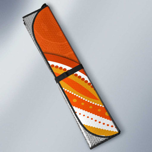 Perth Scorchers Auto Sun Shade Aboriginal Dot Art Orange White - Tribal Wave Pattern