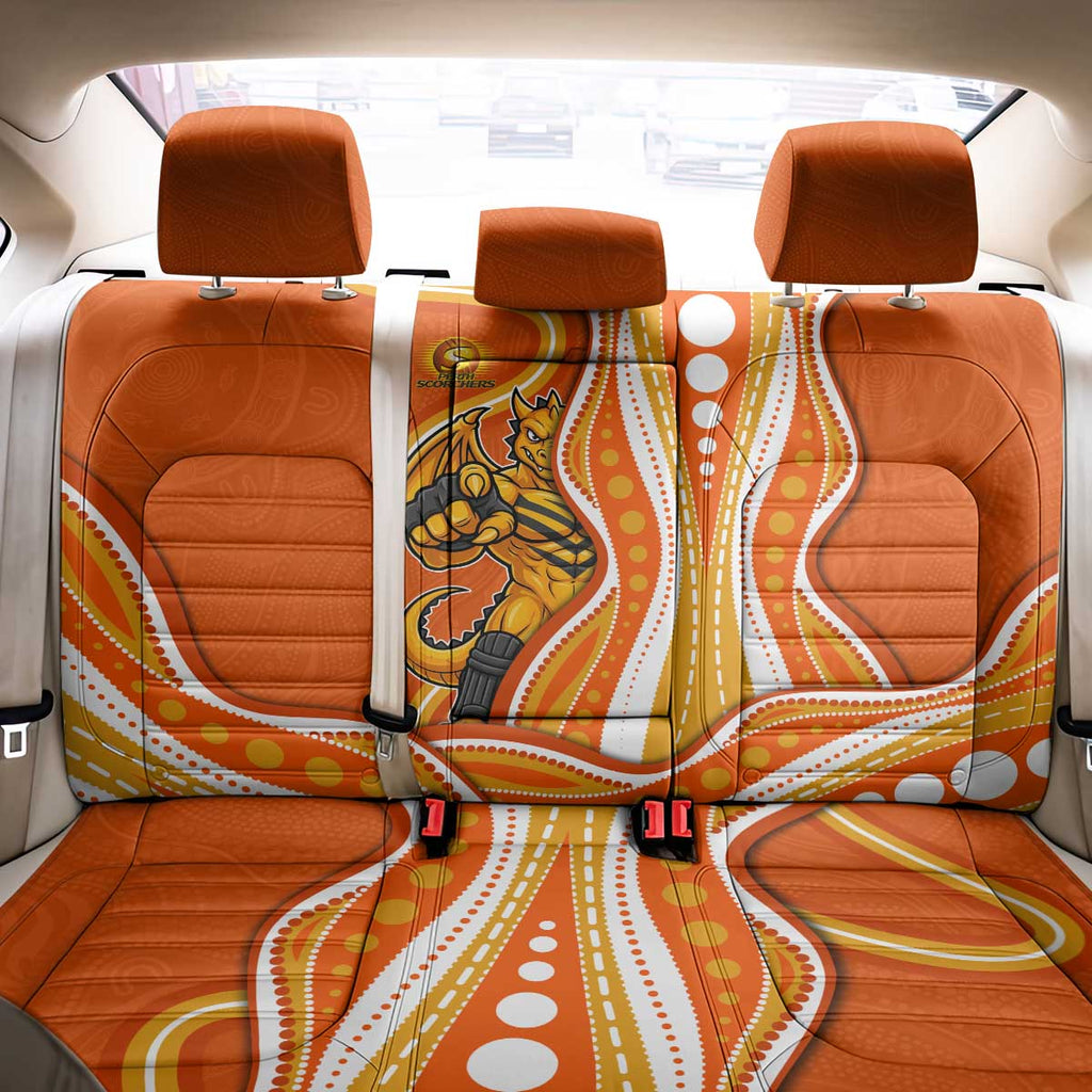 Perth Scorchers Back Car Seat Cover Aboriginal Dot Art Orange White - Tribal Wave Pattern