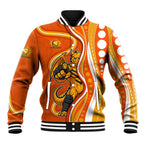 Perth Scorchers Baseball Jacket Aboriginal Dot Art Orange White - Tribal Wave Pattern