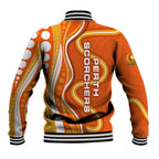 Perth Scorchers Baseball Jacket Aboriginal Dot Art Orange White - Tribal Wave Pattern