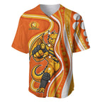 Perth Scorchers Baseball Jersey Aboriginal Dot Art Orange White - Tribal Wave Pattern