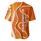 Perth Scorchers Baseball Jersey Aboriginal Dot Art Orange White - Tribal Wave Pattern