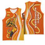 Perth Scorchers Basketball Jersey Aboriginal Dot Art Orange White - Tribal Wave Pattern